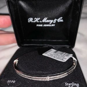 NWT sterling silver bangle adorned with diamonds